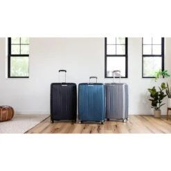 Samsonite Opto 3 Navy Blue 3-Piece Hardside Spinner Luggage Set – Expandable with EAZYHOOK™ -Luggage Pros Store Samsonite Opto 3 3 Piece Set Carry OnMediumLarge 17