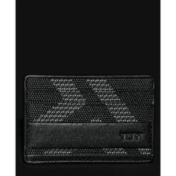 TUMI Alpha Slim Card Case - Black Fabric Reflective Logo Minimalist Wallet -Luggage Pros Store TUMI Alpha Slim Card Case 2