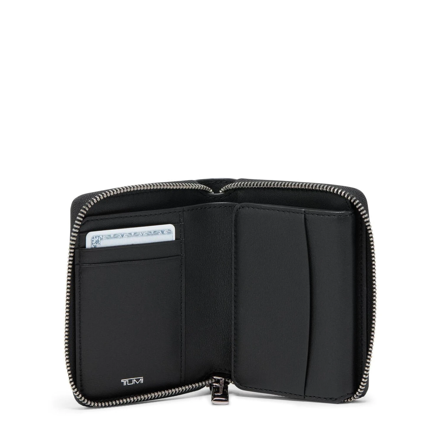 TUMI Belden Navy Leather Tri-Fold Zip-Around Wallet - Compact Multi-Pocket Organizer 4 TUMI Belden Navy Leather Tri-Fold Zip-Around Wallet - Compact Multi-Pocket Organizer - Image 2