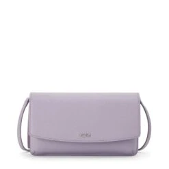 TUMI Belden Lilac Leather Wallet Crossbody – Versatile 3-in-1 Clutch & Phone Bag