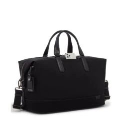 TUMI Harrison Nelson Black Nylon Duffel Bag – Sleek Weekender with Leather Accents -Luggage Pros Store TUMI Harrison Nelson Nylon Duffel 3