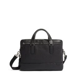 TUMI Harrison Sycamore Black Pebbled Leather Slim Briefcase – Professional 14" Laptop Bag