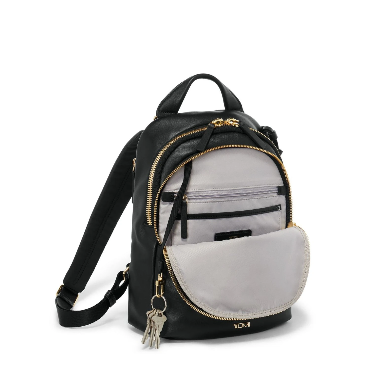 TUMI Voyageur Dasha Black Leather Petite Backpack with Gold Hardware 5 TUMI Voyageur Dasha Black Leather Petite Backpack with Gold Hardware - Image 3