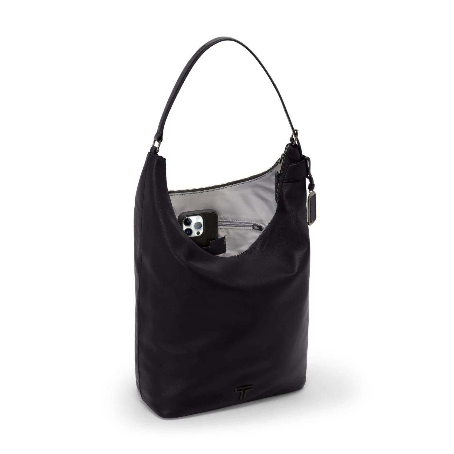 TUMI Voyageur Evora Black Pebbled Leather – Large Crescent Hobo Shoulder Bag 6 TUMI Voyageur Evora Black Pebbled Leather – Large Crescent Hobo Shoulder Bag - Image 4