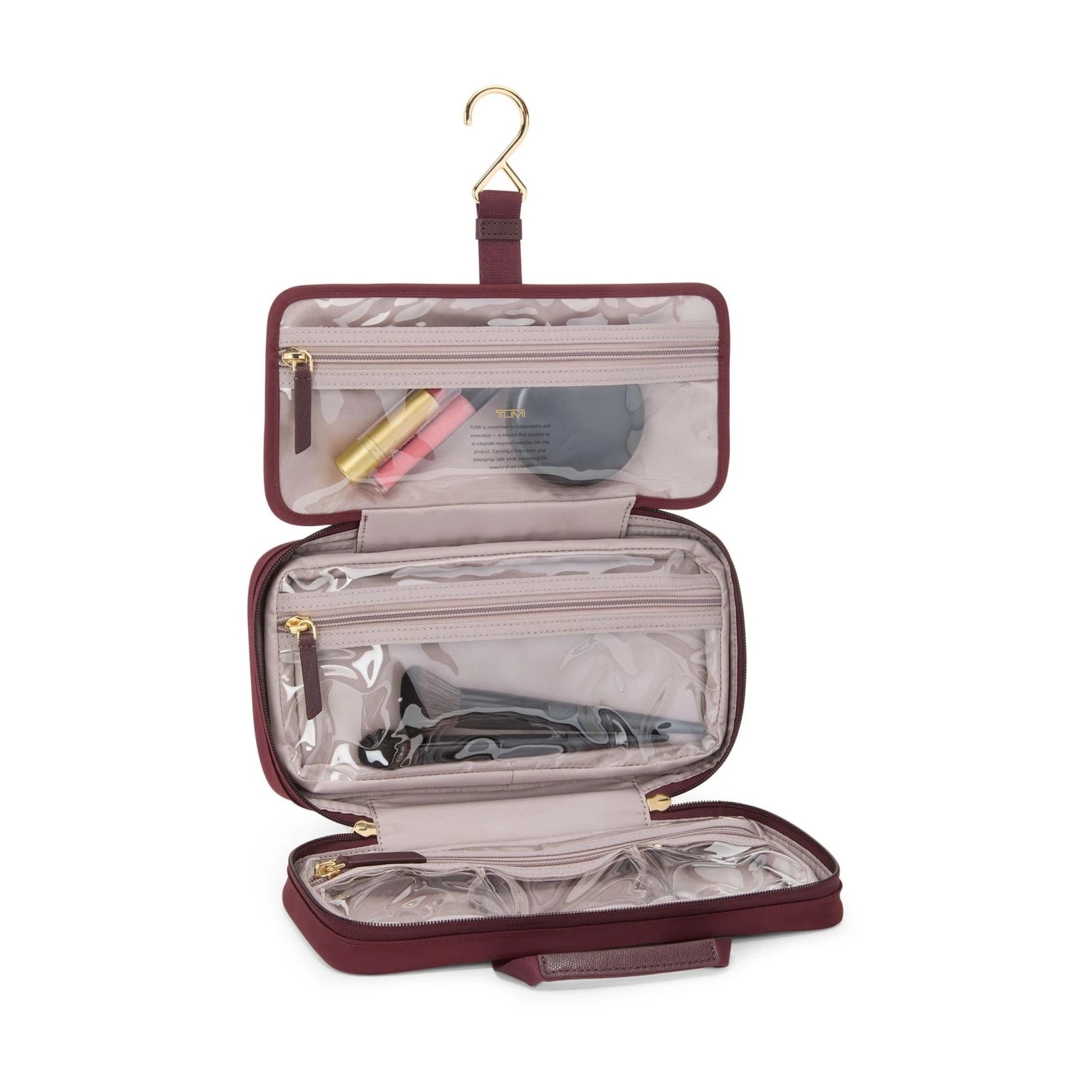 TUMI Voyageur Small Madeline Cosmetic Bag - Black Nylon Hanging Travel Case with Gold Hardware 16 TUMI Voyageur Small Madeline Cosmetic Bag - Black Nylon Hanging Travel Case with Gold Hardware - Image 14