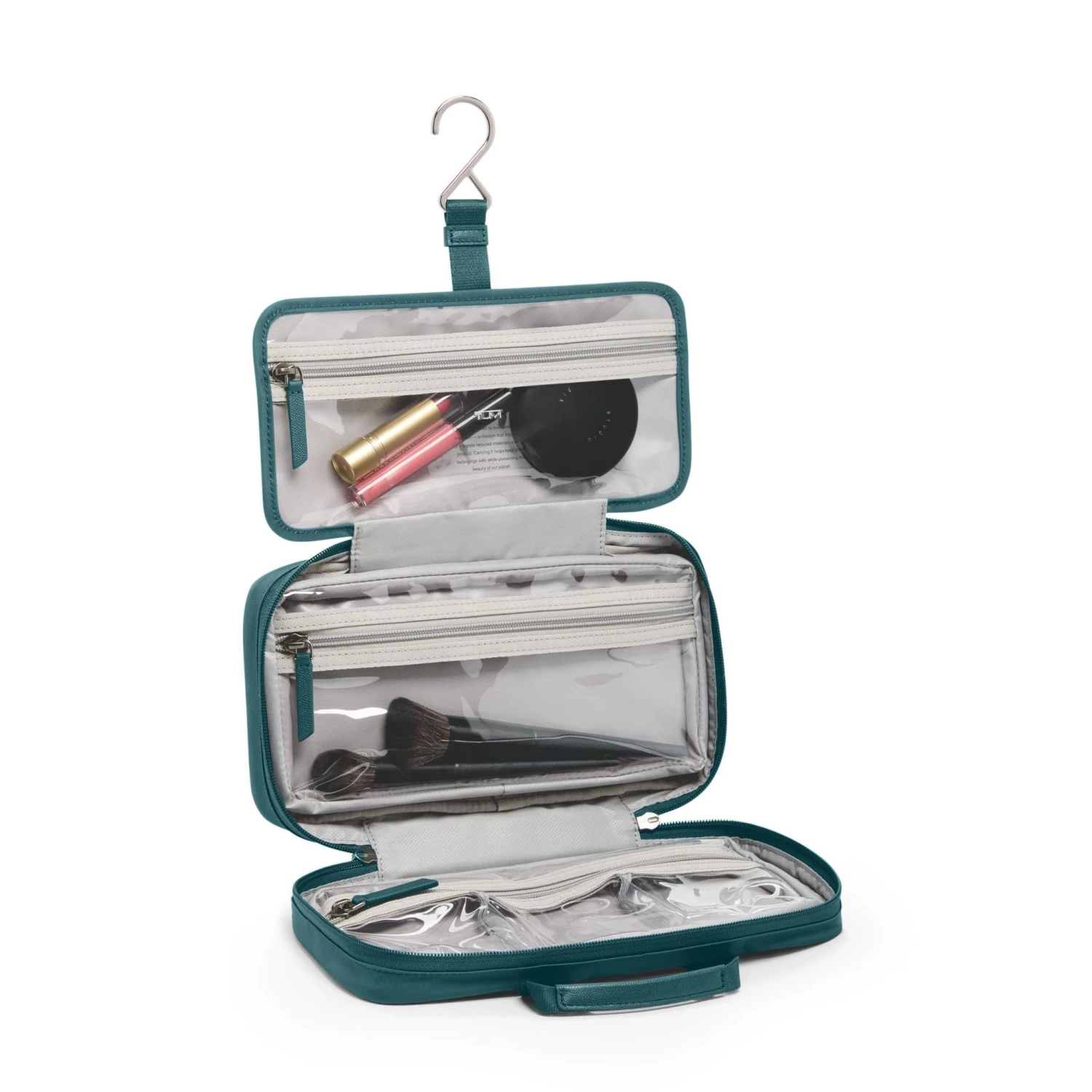 TUMI Voyageur Small Madeline Cosmetic Bag - Black Nylon Hanging Travel Case with Gold Hardware 4 TUMI Voyageur Small Madeline Cosmetic Bag - Black Nylon Hanging Travel Case with Gold Hardware - Image 2