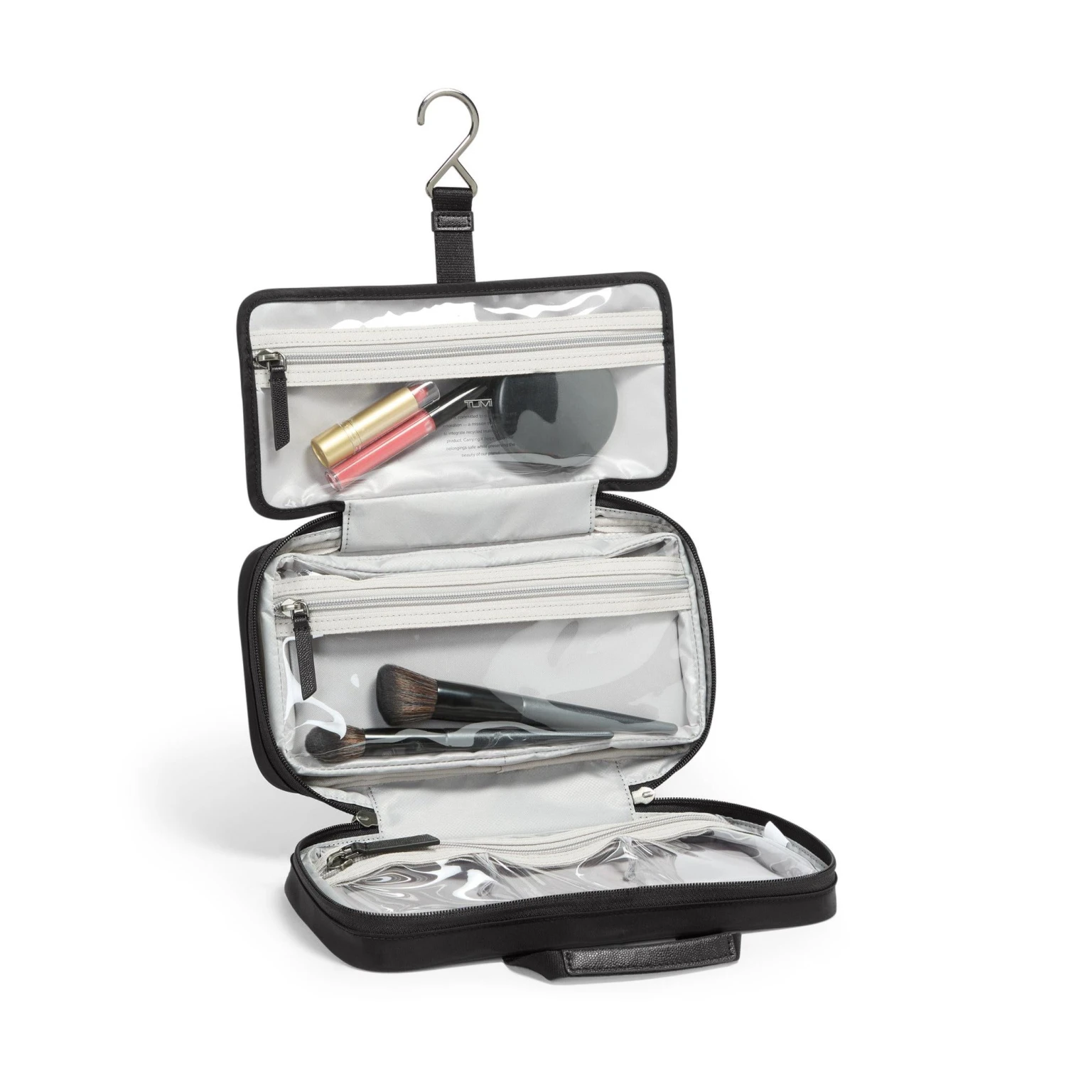 TUMI Voyageur Small Madeline Cosmetic Bag - Black Nylon Hanging Travel Case with Gold Hardware 10 TUMI Voyageur Small Madeline Cosmetic Bag - Black Nylon Hanging Travel Case with Gold Hardware - Image 8