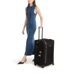 TUMI Voyageur Black with Gold Hardware Travel Leger Expandable Short Trip Checked Luggage -Luggage Pros Store TUMI Voyageur Travel Leger Expandable Short Trip Packing Case 6