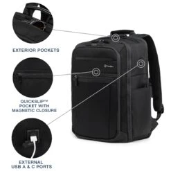 Travelpro Crew Executive Choice 3 Large Backpack - Black Ballistic Nylon with USB Charging & Laptop Sleeve -Luggage Pros Store Travelpro Crew Executive Choice 3 Large Backpack 7