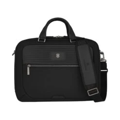 Victorinox Mythic Compact Briefcase – Black Ballistic Nylon with Leather Trim & 14" Laptop Sleeve