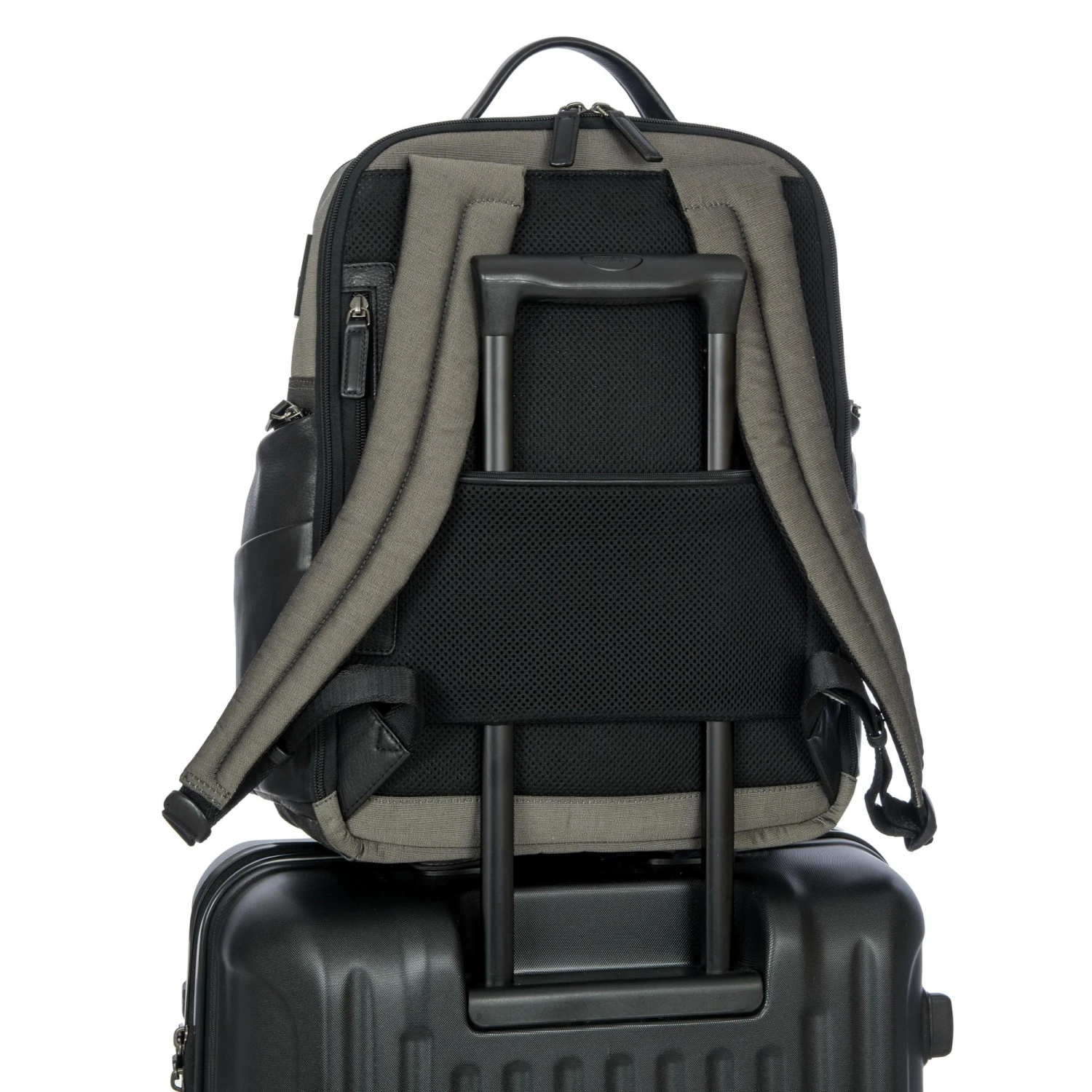 Brics Monza Large Business Backpack - Black Technical Nylon & Leather with USB Port 10 Brics Monza Large Business Backpack - Black Technical Nylon & Leather with USB Port - Image 8