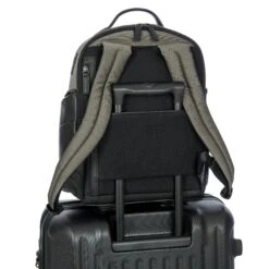 Bric's Monza Business Backpack M - Grey Technical Nylon with Black Leather Trim -Luggage Pros Store brics monza business backpack m 5