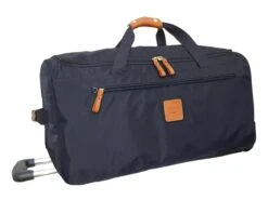 Bric's X-Bag 28-Inch Rolling Duffle - Navy Blue & Tan Leather - Lightweight Waterproof Checked Luggage -Luggage Pros Store brics x bag 28 rolling duffle 7