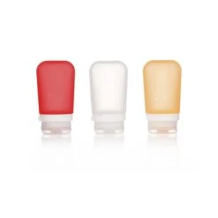 Humangear GoToob+ 3-Pack Medium (2.5oz) – Leak-Proof Silicone Travel Bottles with LoopLock