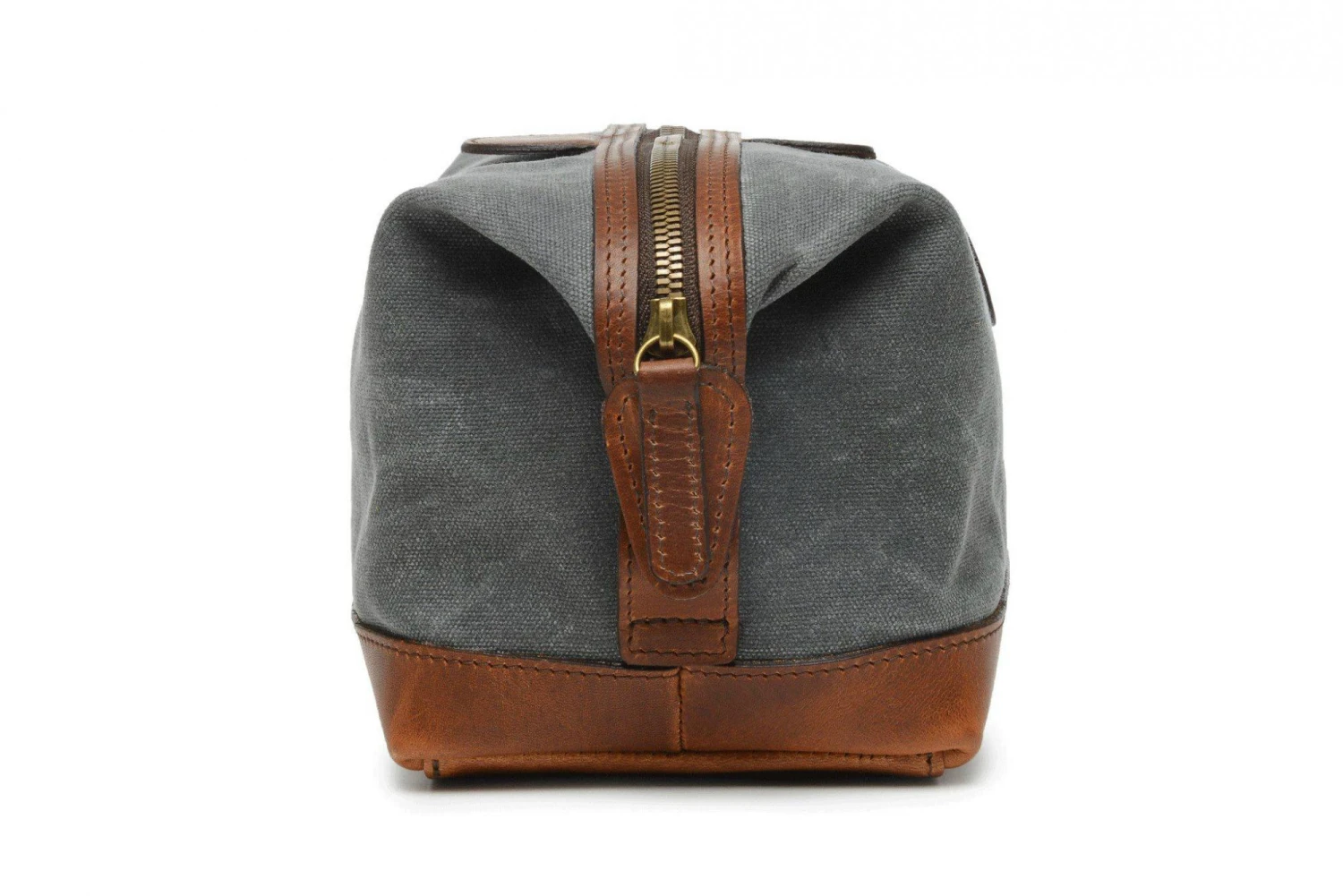 Korchmar Adventure Wax Canvas Ryder Dopp Kit – Olive and Grey with Brown Leather Trim Travel Bag 6 Korchmar Adventure Wax Canvas Ryder Dopp Kit – Olive and Grey with Brown Leather Trim Travel Bag - Image 4