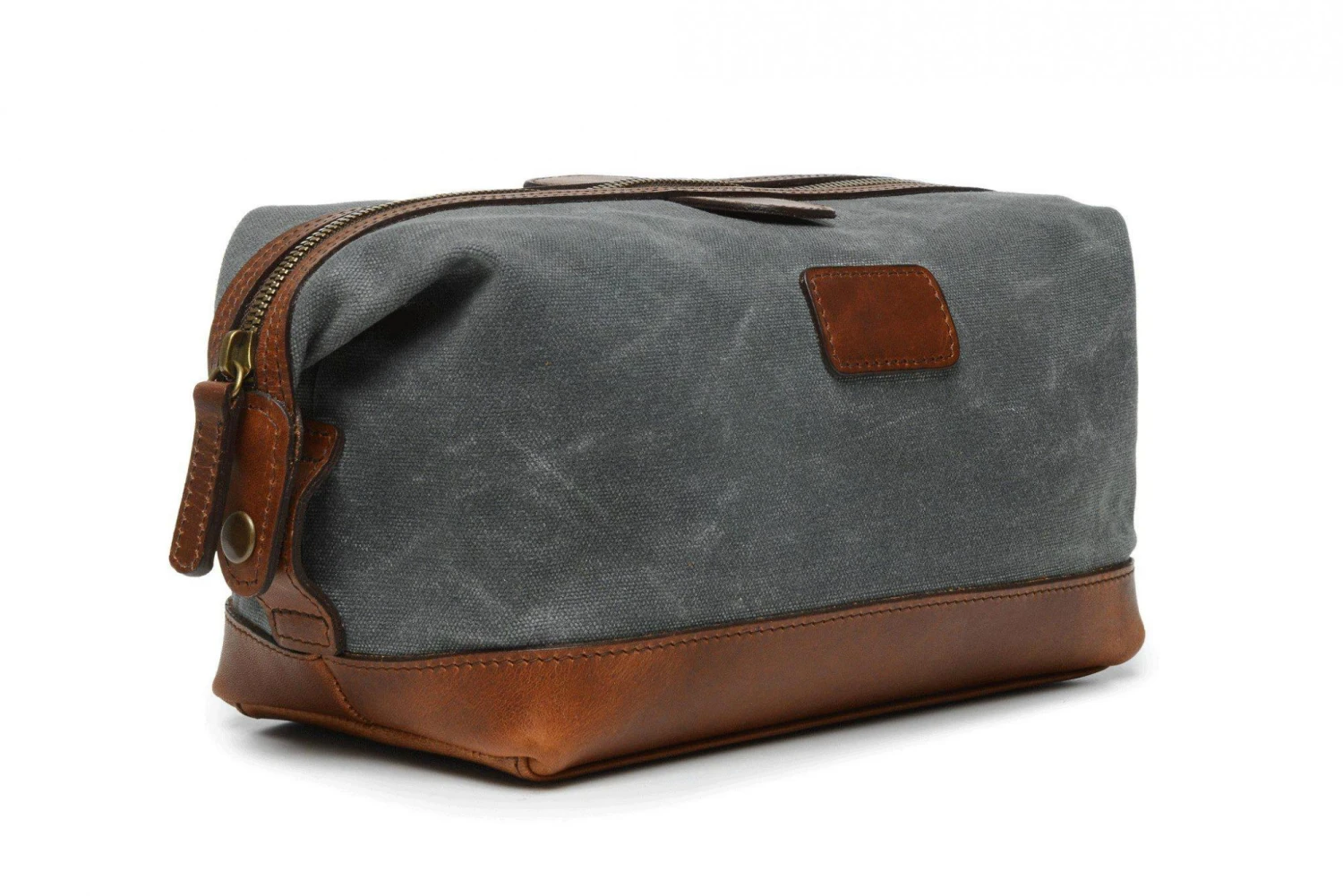 Korchmar Adventure Wax Canvas Ryder Dopp Kit – Olive and Grey with Brown Leather Trim Travel Bag 7 Korchmar Adventure Wax Canvas Ryder Dopp Kit – Olive and Grey with Brown Leather Trim Travel Bag - Image 5