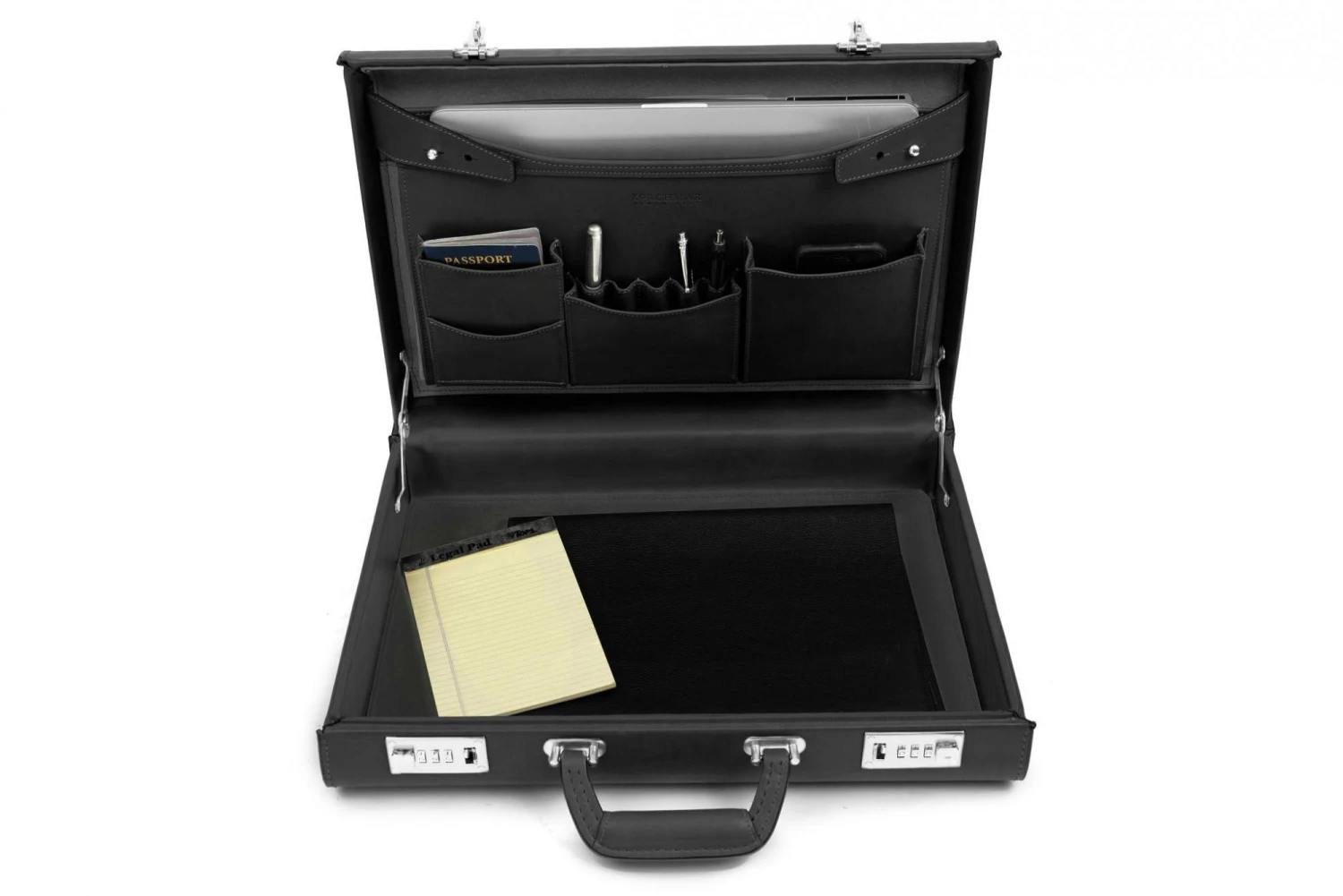 Korchmar Monroe 4" American Belting Leather Attache – Classic Piano Hinge 17" Laptop Briefcase 4 Korchmar Monroe 4" American Belting Leather Attache – Classic Piano Hinge 17" Laptop Briefcase - Image 2