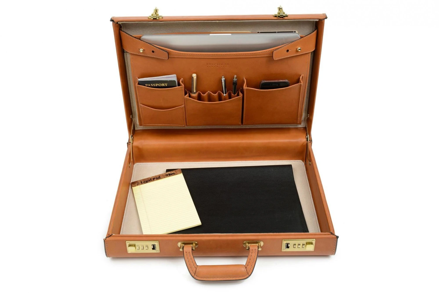 Korchmar Monroe 4" American Belting Leather Attache – Classic Piano Hinge 17" Laptop Briefcase 5 Korchmar Monroe 4" American Belting Leather Attache – Classic Piano Hinge 17" Laptop Briefcase - Image 3