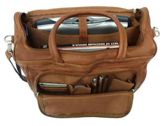 Piel Leather Computer Carry-all in Naked Leather – Premium 15" Laptop Briefcase with U-Zip Organizer 4 Piel Leather Computer Carry-all in Naked Leather – Premium 15" Laptop Briefcase with U-Zip Organizer - Image 2