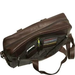 Piel Leather Executive Business 15" Laptop Computer Briefcase - Top Grain Vaquetta Cowhide -Luggage Pros Store piel leather computer briefcase 3