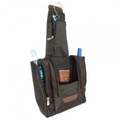 Piel Leather Hanging Travel Toiletry Kit - Premium Full Grain Vaquetta Leather Organizer -Luggage Pros Store piel leather hanging travel toiletry kit 3