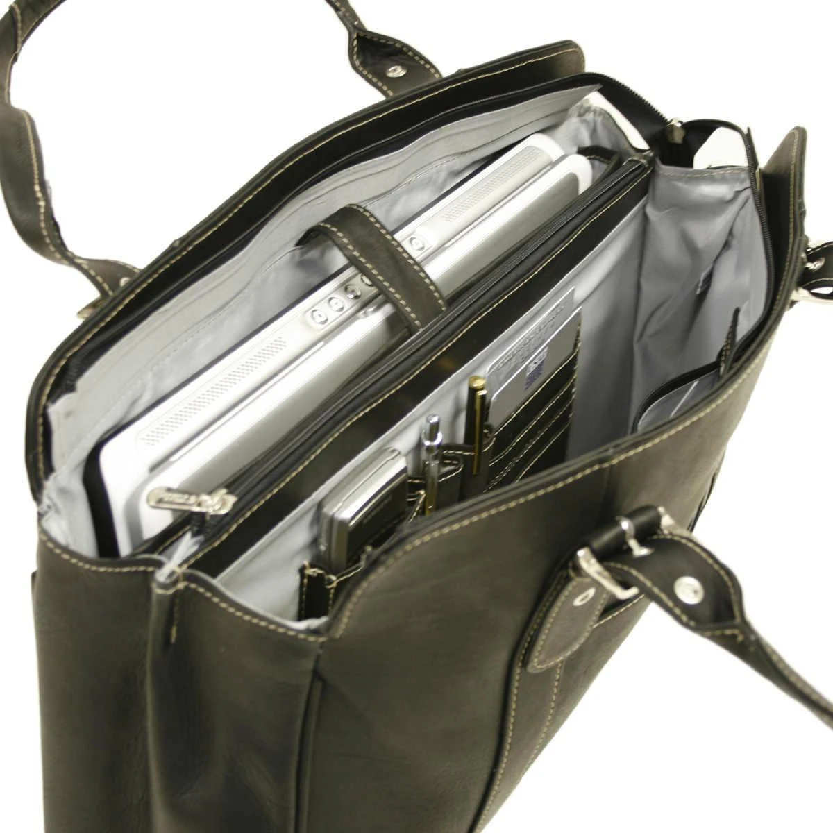 Piel Leather Ladies Buckle Laptop Tote 4 Piel Leather Ladies Buckle Laptop Tote - Image 2