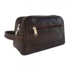 Piel Leather Top Zip Toiletry Kit - Full-Grain Cowhide Leather Travel Dopp Kit -Luggage Pros Store piel leather top zip toiletry kit 4