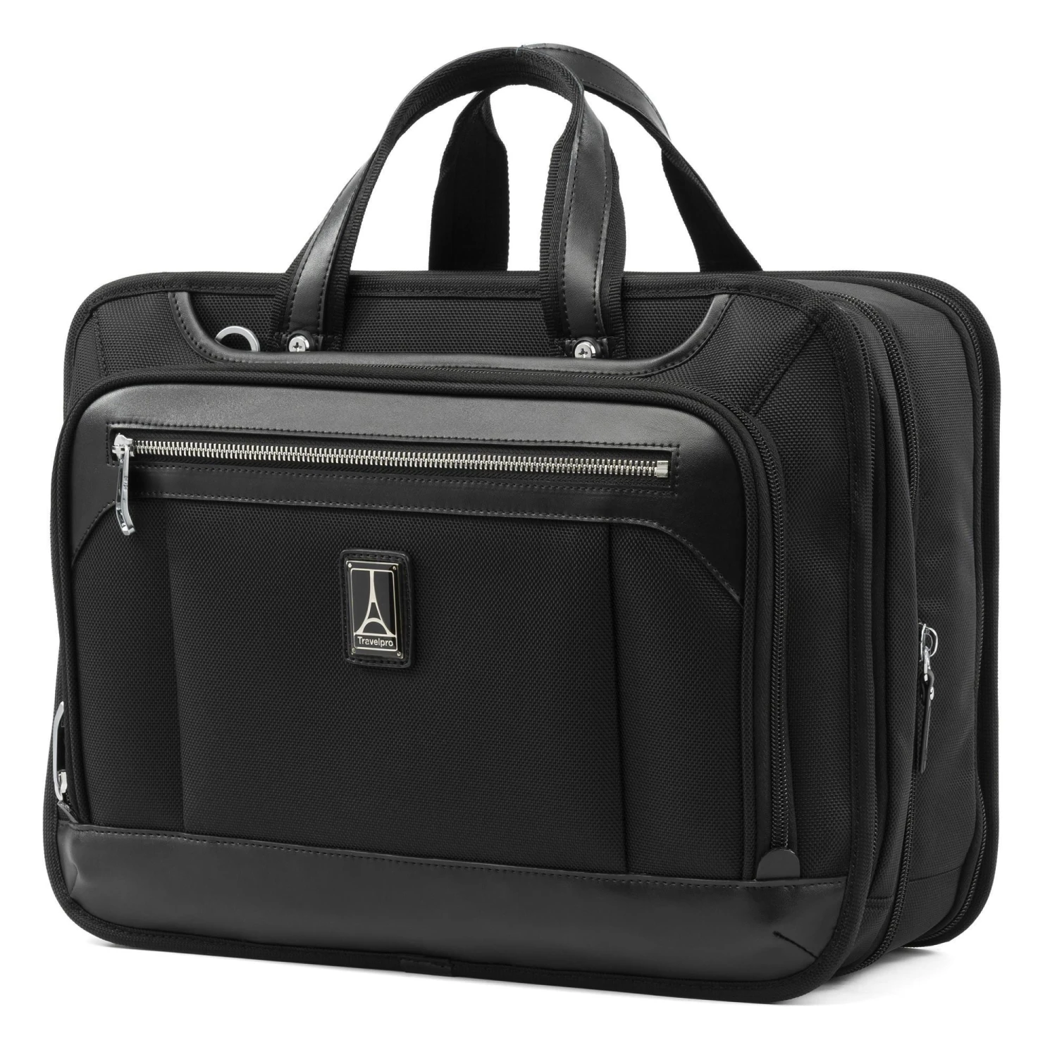 Travelpro Platinum Elite Shadow Black Expandable Business Brief – Premium 15.6" Laptop Bag with Leather Accents 3 Travelpro Platinum Elite Shadow Black Expandable Business Brief – Premium 15.6" Laptop Bag with Leather Accents
